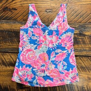 Lilly Pulitzer Pink and Blue Floral Tank Top
